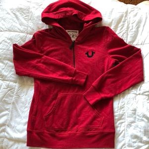 Red true religion pull over jacket